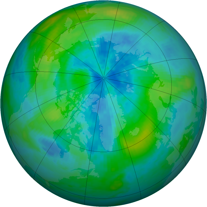 Arctic ozone map for 19 September 1985